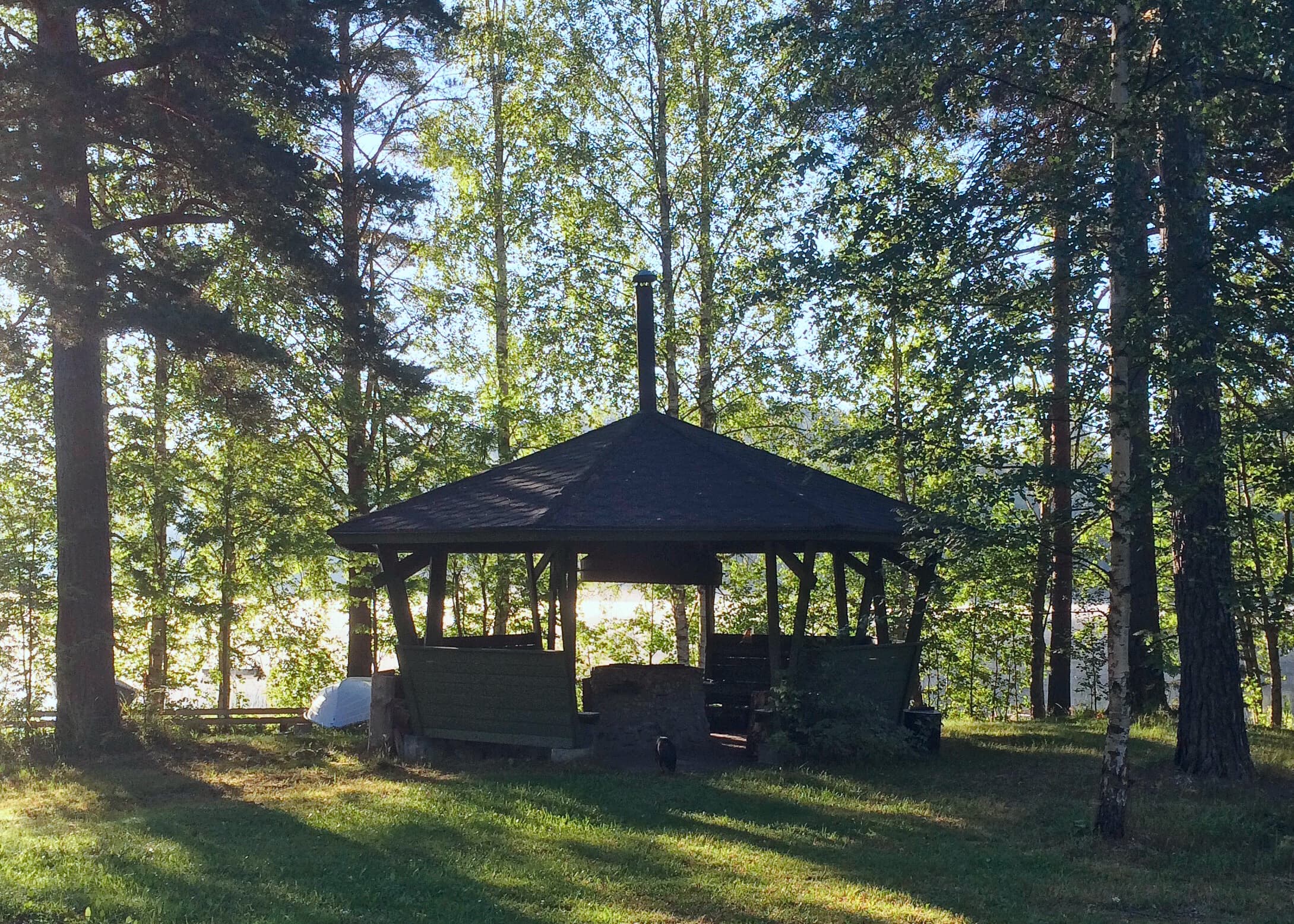 Big grill shelter near the lake.